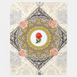 Manta Polar Retro de cosecha colorida con encaje y flores