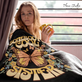 Manta Polar Retro de cosecha de flores silvestres de mariposa 