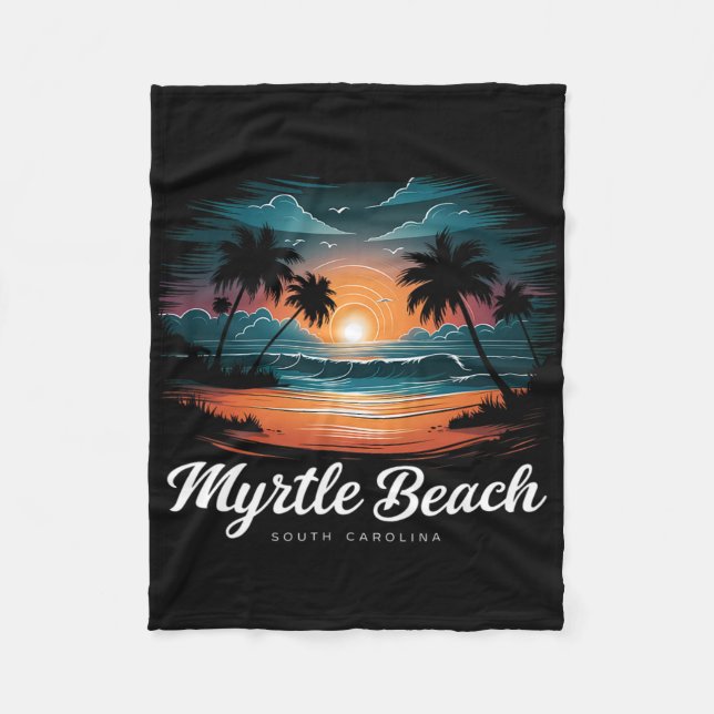 Manta Polar Retro de vacaciones familiares atardecer Carolina  (Anverso)