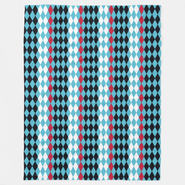 Manta Polar Retro Diamante rojo, blanco, negro Mid Century Mod (Anverso)