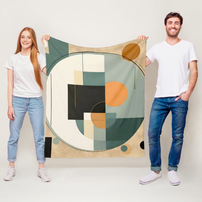 Manta Polar Retro en negrita: Círculos abstractos y Rectángulo (In situ)