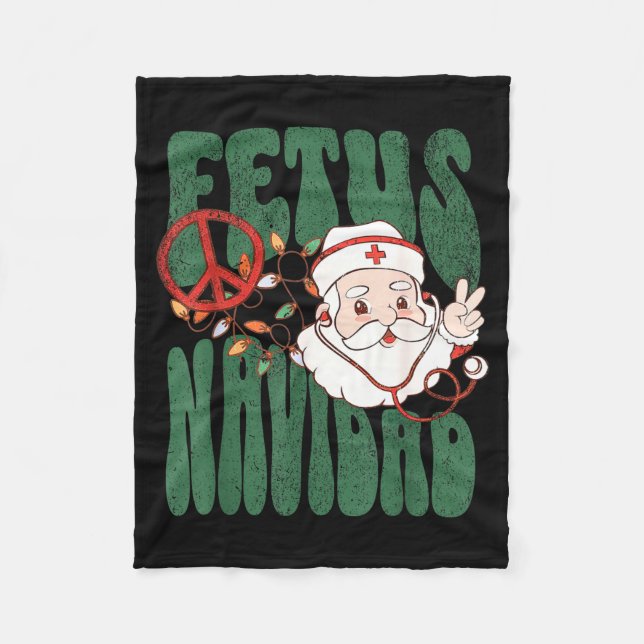Manta Polar Retro Fetus Navidad Santa Claus Christmas Obgyn Nu (Anverso)