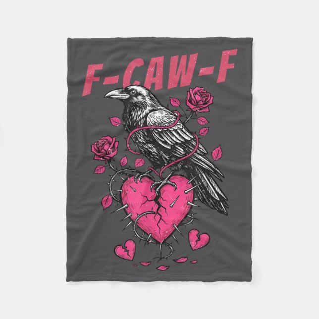 Manta Polar Retro Floral Heart Raven F-caw-f Anti Valentin's D (Anverso)