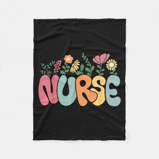 Manta Polar Retro Floral Nurse Graphic Nursing Appreciation  (Anverso)