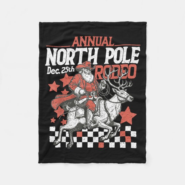 Manta Polar Retro Funny Annual North Le Rodeo Santa Cowboy Mer (Anverso)