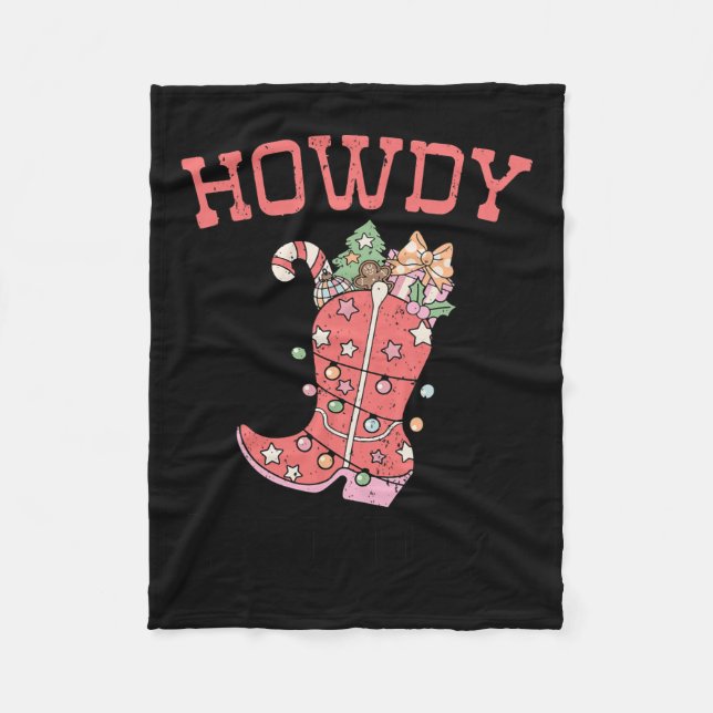 Manta Polar Retro Funny Howdy Navidades Western Cute Family Xm (Anverso)