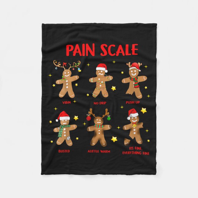 Manta Polar Retro Funny Pain Scale Gingerbread Nurse Christmas (Anverso)