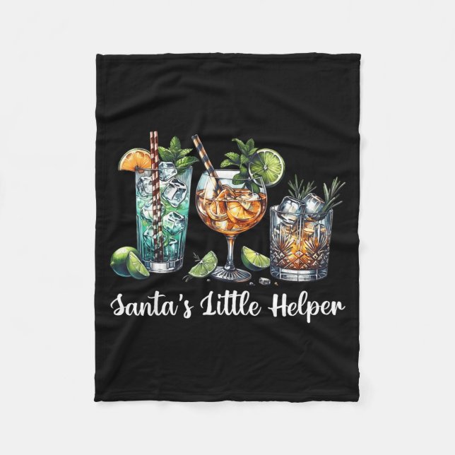 Manta Polar Retro Funny Santa's Little Helper Martini Merry Ch (Anverso)