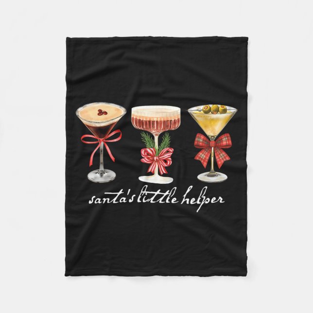 Manta Polar Retro Funny Santa's Little Helper Martini Merry Ch (Anverso)