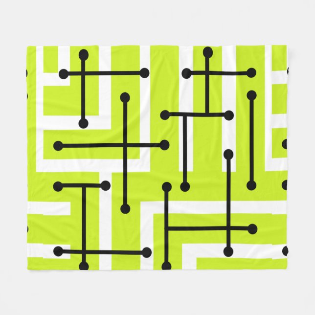 Manta Polar Retro Geométrico Art Maze Chartreuse (Frente (Horizontal))