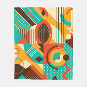 Manta Polar Retro geométrico colorido: abstracción vintage.