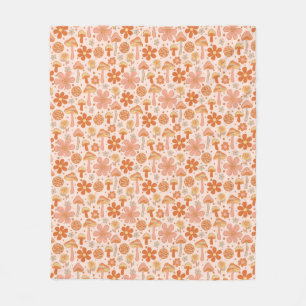 Manta Polar Retro Groovy Boho Naranja rosado Disco champiñones