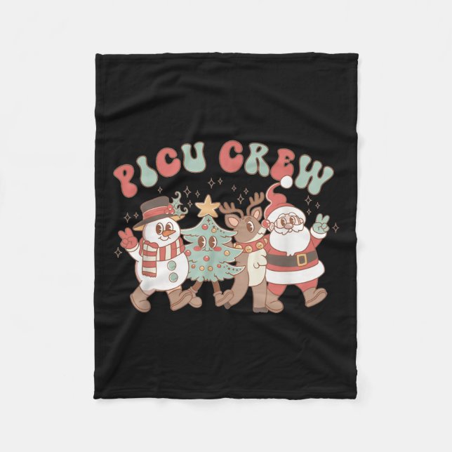 Manta Polar Retro Groovy Cu Nurse Christmas Tree Snowman Reind (Anverso)