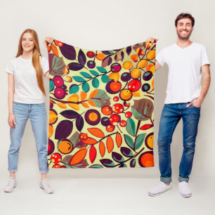 Manta Polar Retro Groovy Otoño Caída Berries Leaves