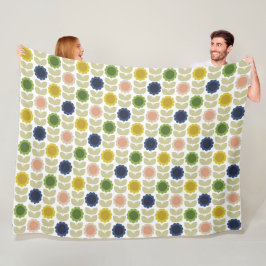 Manta Polar Retro Groovy Summer Flowers Stems