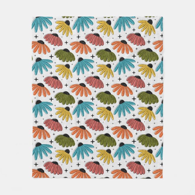 Manta Polar Retro Halftone Coneflowers (Anverso)