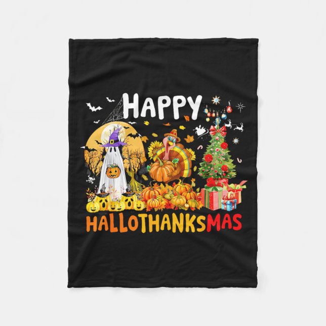 Manta Polar Retro Halloween Thanksgiving Christmas Happy Hallo (Anverso)