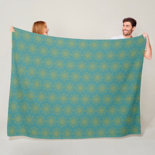 Manta Polar Retro Mandala Verde azulada Fleece Blanket (3 tama