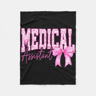 Manta Polar Retro Médico Istant Floral Coquette Rosa Bow Moth