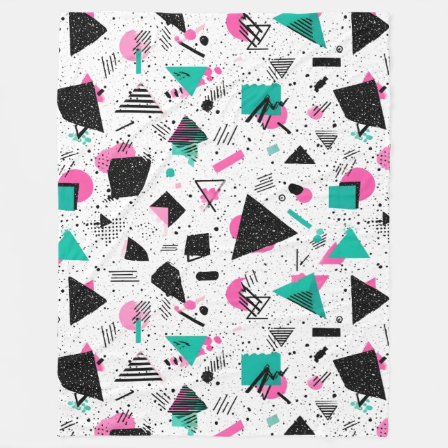 Manta Polar Retro Memphis Geometric Pattern (Anverso)