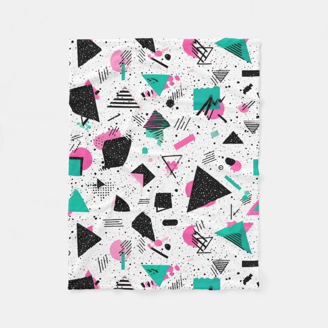 Manta Polar Retro Memphis Geometric Pattern (Anverso)