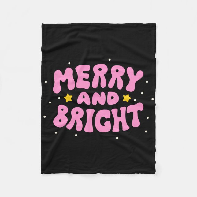 Manta Polar Retro Merry And Bright Holiday Design  (Anverso)