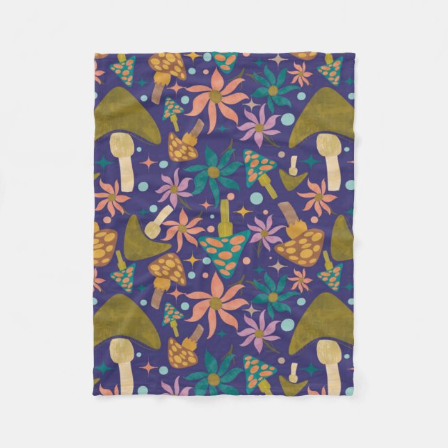 Manta Polar Retro Mushroom Purple Woodland (Anverso)