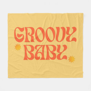 Manta Polar Retro Naranja Mostaza Años 70 Hippie Groovy Bebé