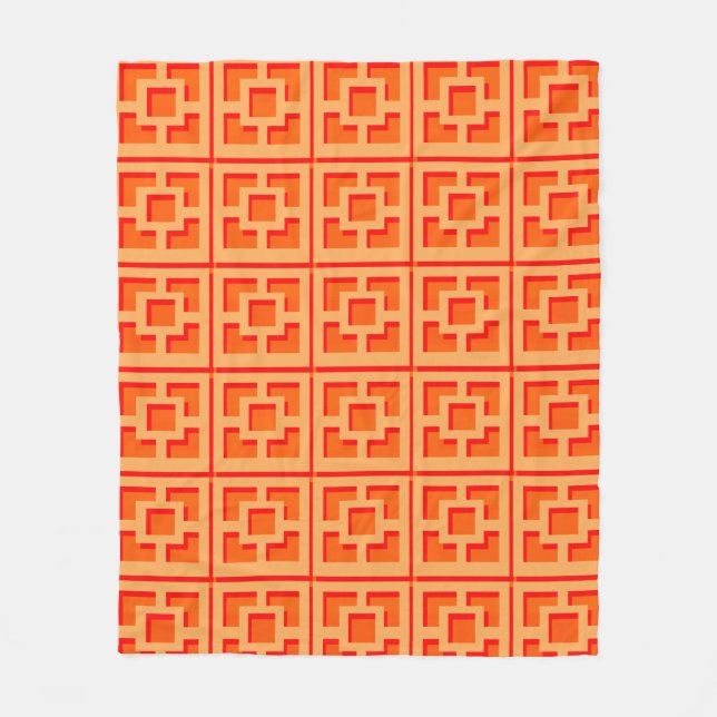 Manta Polar Retro Naranja Trellis Fleece Blanket (Anverso)