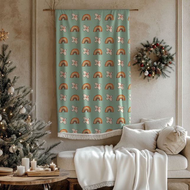 Manta Polar Retro Pastel Blanket 70s Groovy Earthy Vibes (Retro Pastel Blanket 70s Groovy Earthy Vibes)
