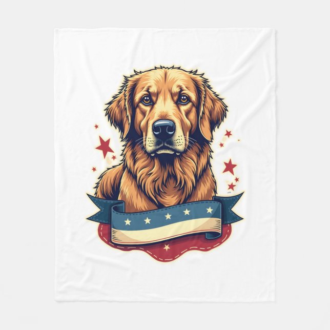 Manta Polar Retro Patriotic Golden Retriever Engraving Tee 4 (Anverso)