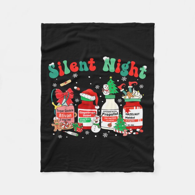 Manta Polar Retro Profol Silent Night Funny Christmas Nurse Wo (Anverso)