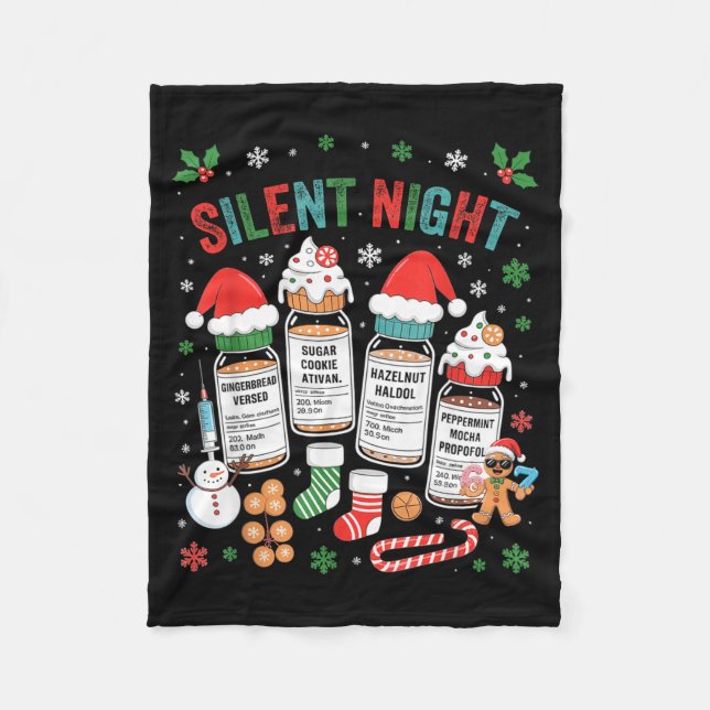 Manta Polar Retro Profol Silent Night Icu Nurses Funny Merry C (Anverso)