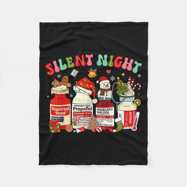 Manta Polar Retro Profol Silent Night Icu Nurses Funny Merry C (Anverso)