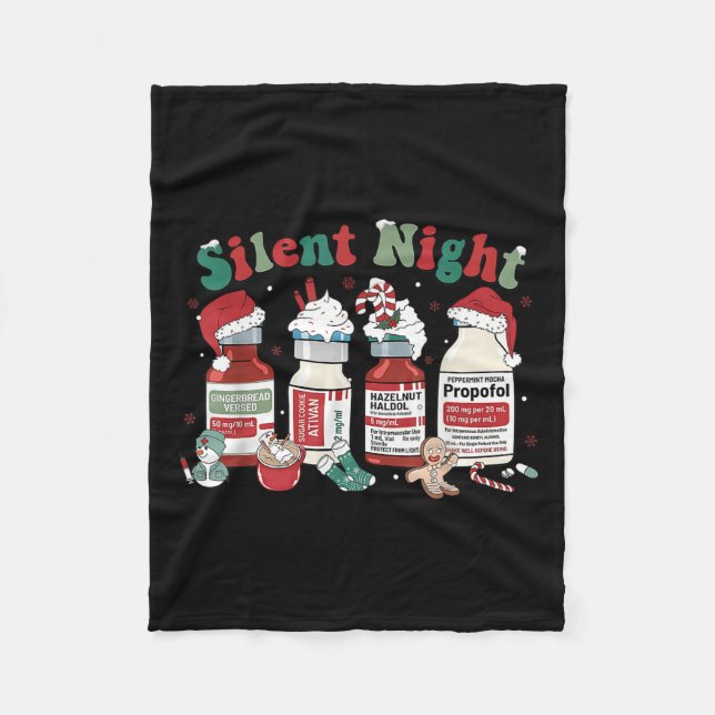 Manta Polar Retro Profol Silent Night Icu Nurses Funny Merry C (Anverso)