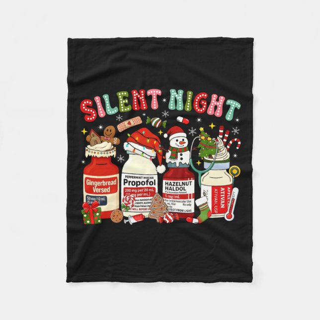 Manta Polar Retro Profol Silent Night Icu Nurses Funny Merry C (Anverso)