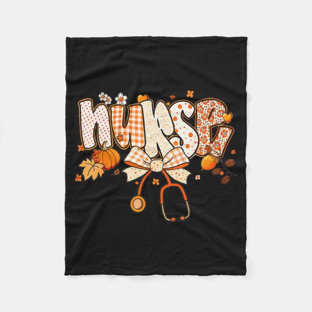 Manta Polar Retro Pumpkin Nurse Life Stethoscope Fall Autumn F (Anverso)