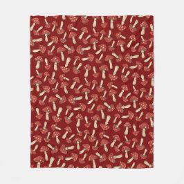 Manta Polar Retro Red Mushroom Pattern -Cottagecore Soft Cozy 
