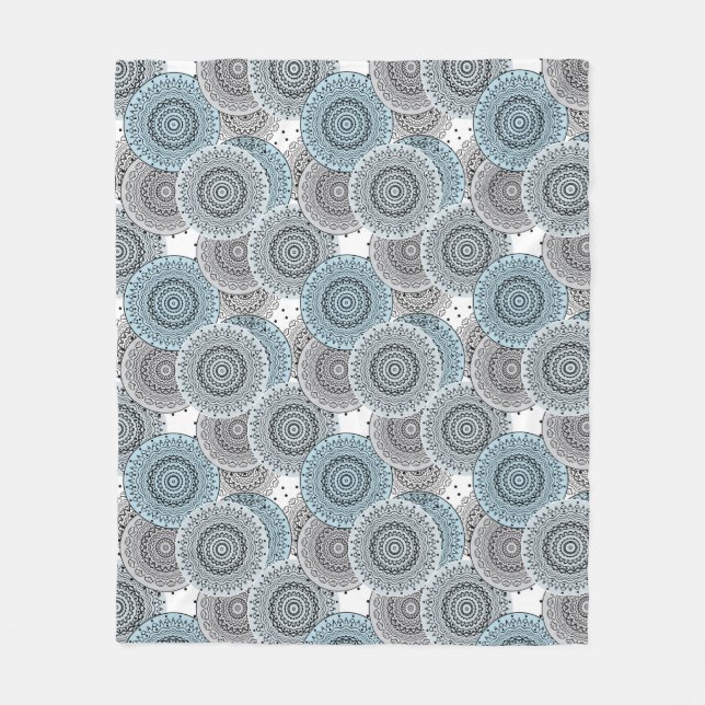 Manta Polar Retro, retro, azul y gris, elegante (Anverso)