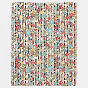 Manta Polar Retro, retro floral