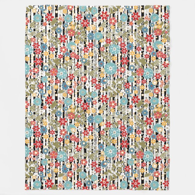 Manta Polar Retro, retro floral (Anverso)