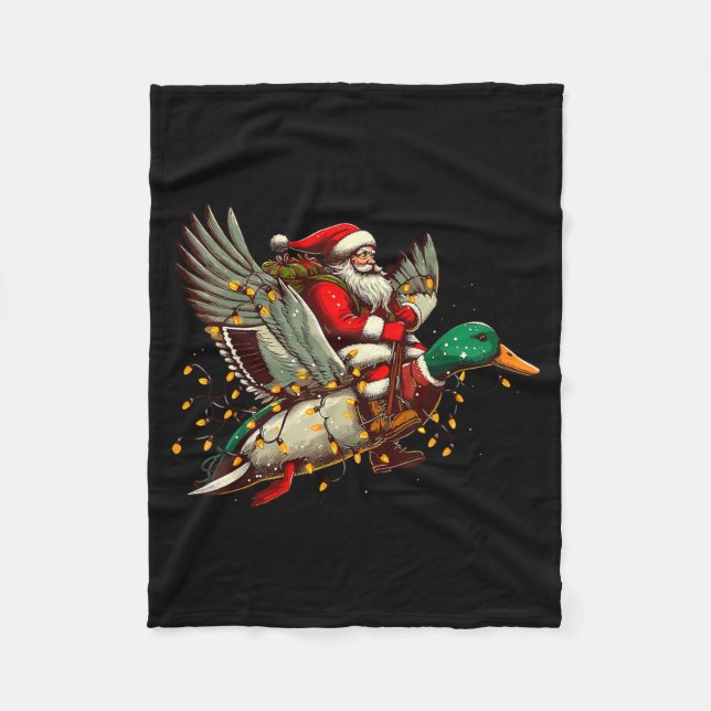 Manta Polar Retro Santa Mallard Duck Christmas Hunting Season  (Anverso)