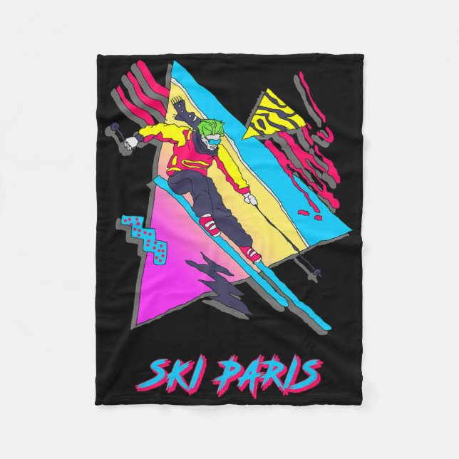 Manta Polar Retro Style Skiing In Paris Graphic  (Anverso)