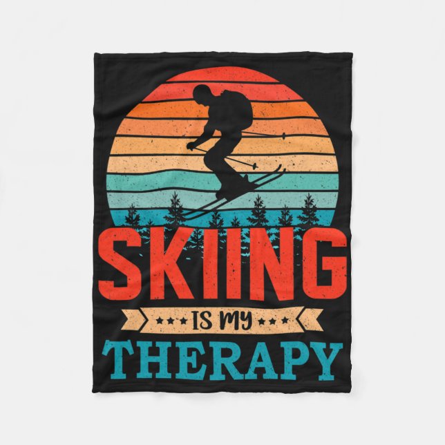 Manta Polar Retro Sunset Design Skiing Gift For Funny Skiers  (Anverso)