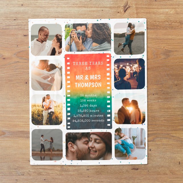 Manta Polar Retro Sunset Photo Mr. y Mrs. 3º Aniversario (Subido por el creador)