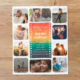 Manta Polar Retro Sunset Photo Mr. y Mrs. 40th Aniversario