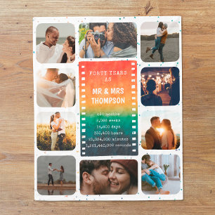 Manta Polar Retro Sunset Photo Mr. y Mrs. 40th Aniversario