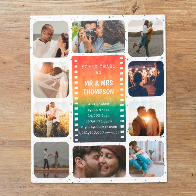 Manta Polar Retro Sunset Photo Mr. y Mrs. 40th Aniversario (Subido por el creador)