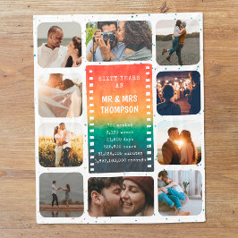 Manta Polar Retro Sunset Photo Mr. y Mrs. 60th Aniversario