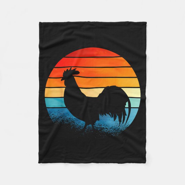 Manta Polar Retro Sunset Rooster Chicken Lover  (Anverso)